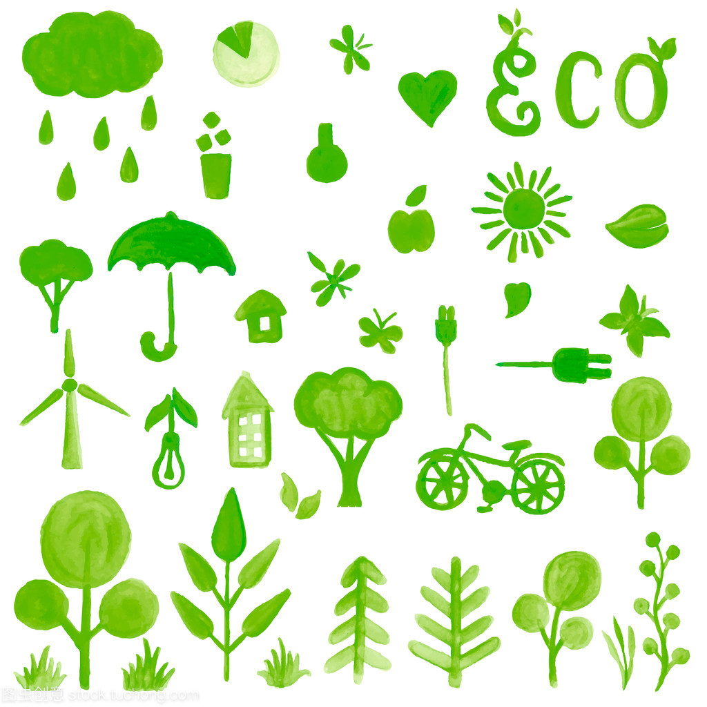 采购产品水彩绿色符号